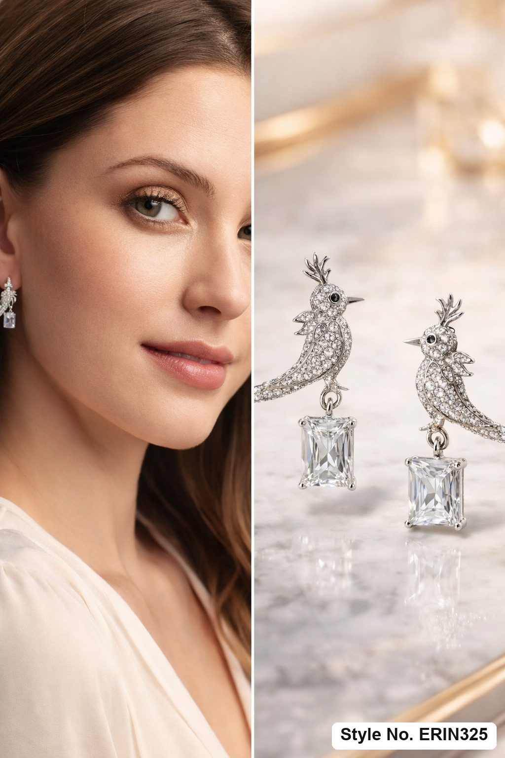 Silver Circle Stud Drop Earrings | ERIN325