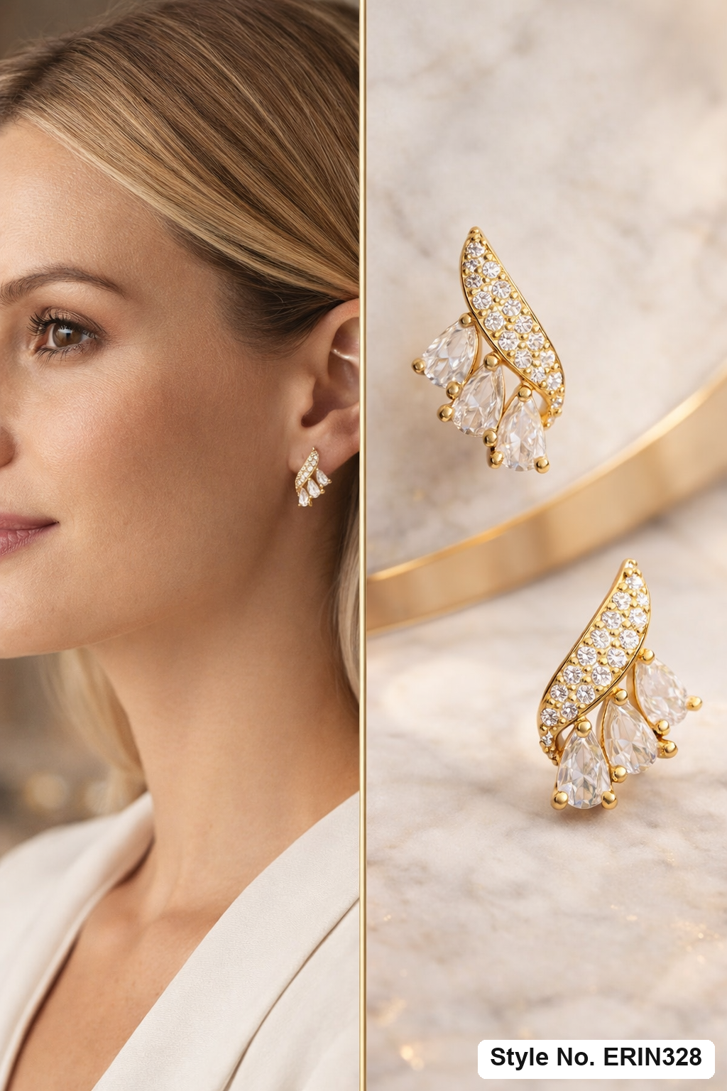 Rose Gold Floral Stud Earrings | ERIN328