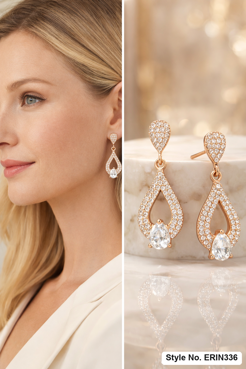 Rose Gold Floral Stud Earrings | ERIN336