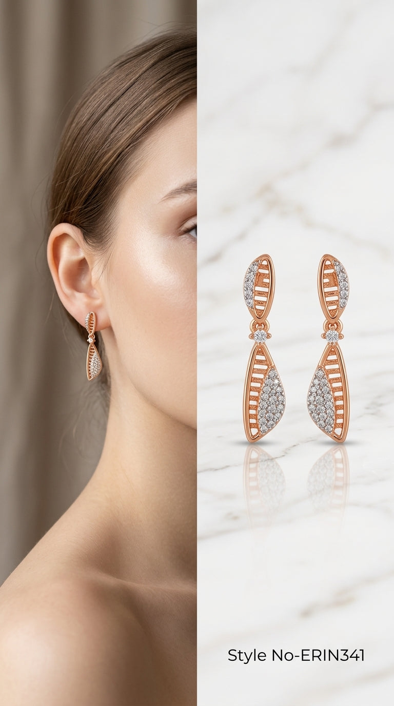 Gold Leaf Drop Earrings | ERIN341