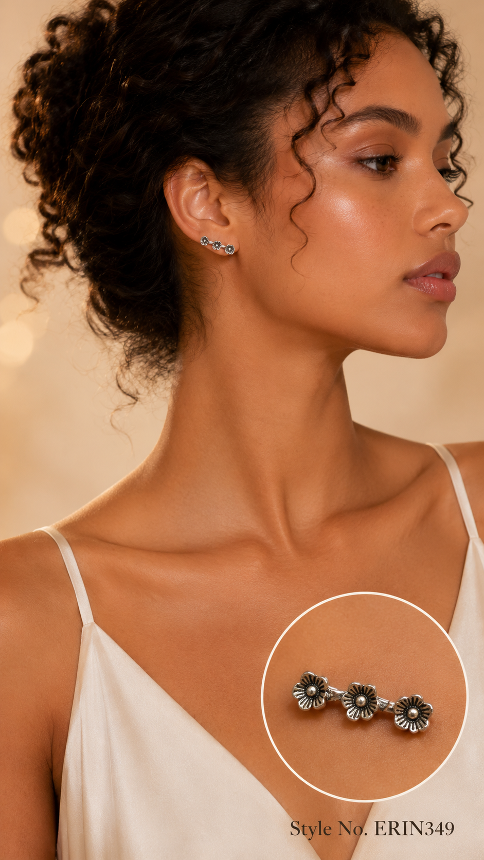 Silver Floral Stud Earrings | ERIN349