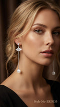 Silver Pearl Threader Earrings | ERIN35
