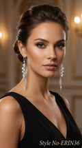 Silver Leaf Tassel Drop Earrings | ERIN36