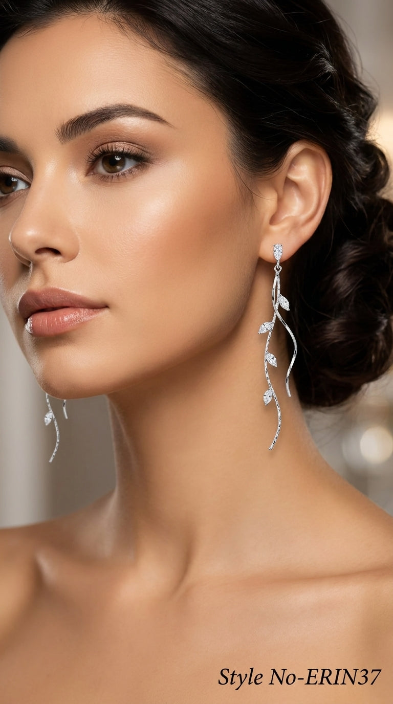 Silver Wire Line Drop Earrings | ERIN37