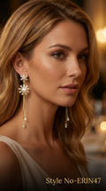 Gold Floral Chain Drop Earrings | ERIN47