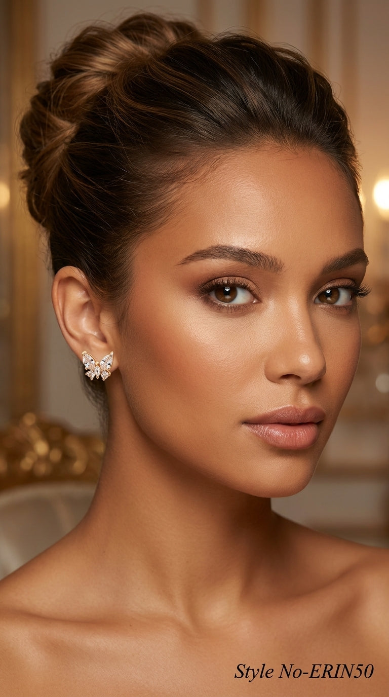 Rose Gold Floral Stud Earrings | ERIN50