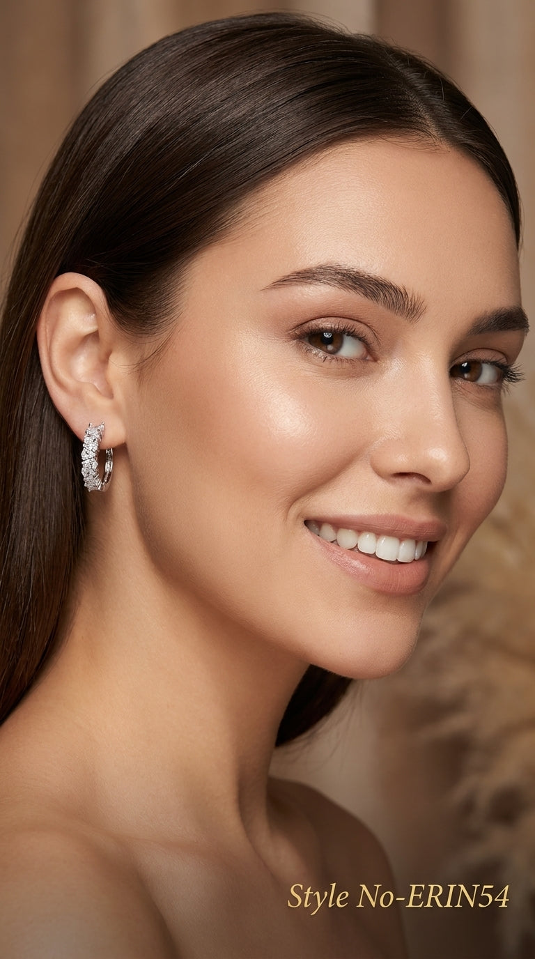 Silver Square Hoop Drop Earrings | ERIN54