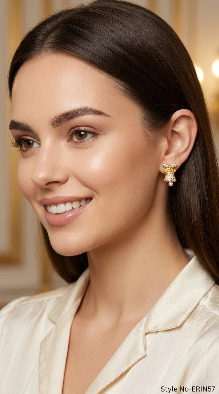 Gold Small Hoop Drop Earrings | ERIN57