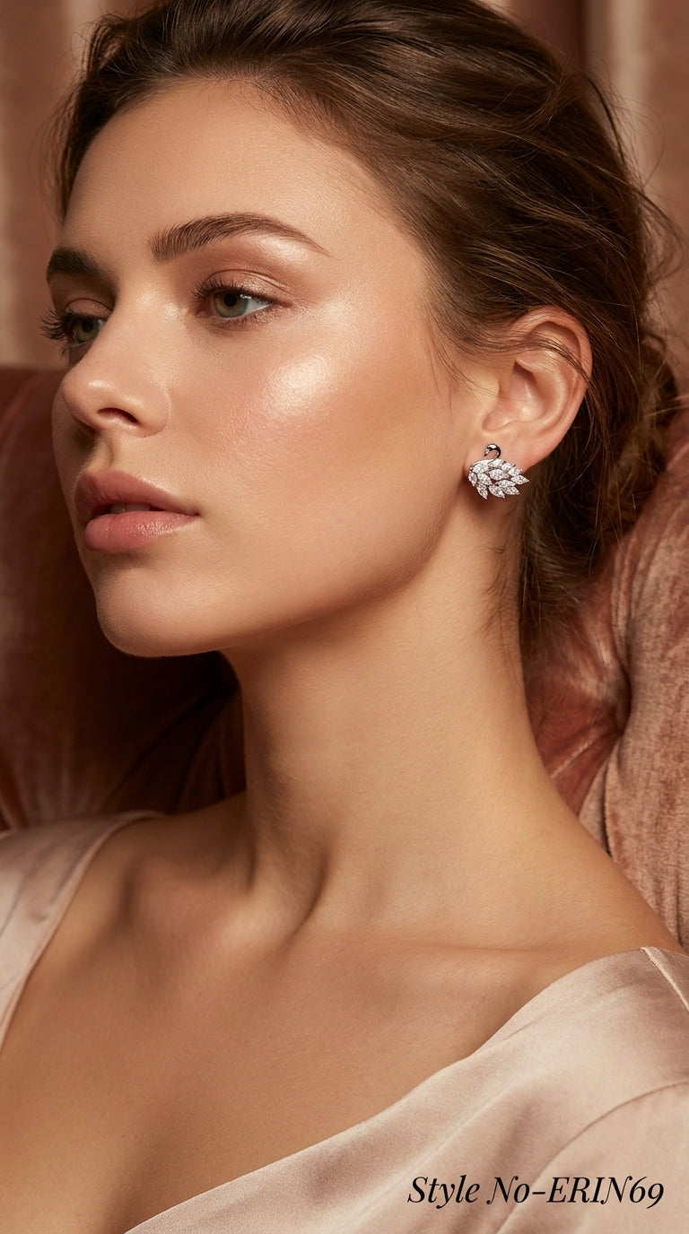 Silver Crystal Button Stud Earrings | ERIN69