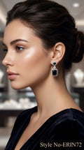 Silver and Black Square Drop Earrings | ERIN72