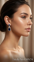 Silver and Blue Square Drop Earrings | ERIN74