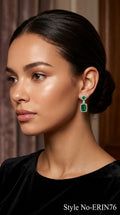 Silver and Green Square Drop Earrings | ERIN76