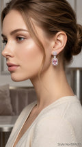 Silver and Pink Square Drop Earrings | ERIN77