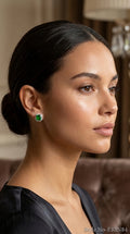 Silver and Green Square Drop Earrings | ERIN84