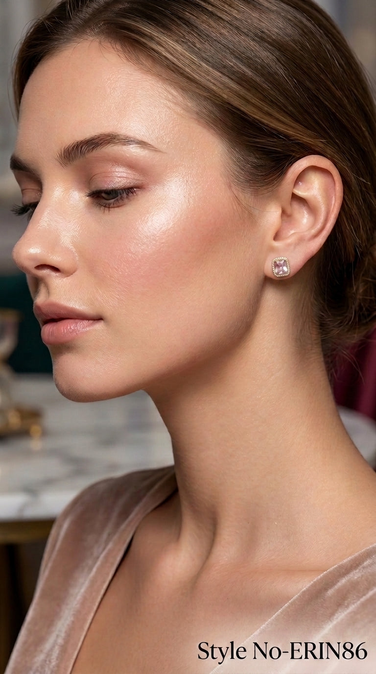 Pink Square Stud Earrings | ERIN86
