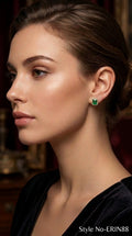Gold and Green Square Drop Earrings | ERIN88