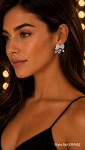Silver and White Floral Drop Earrings | ERIN92
