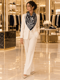 Black and White Graphic Rose Silk Satin Square Scarf
