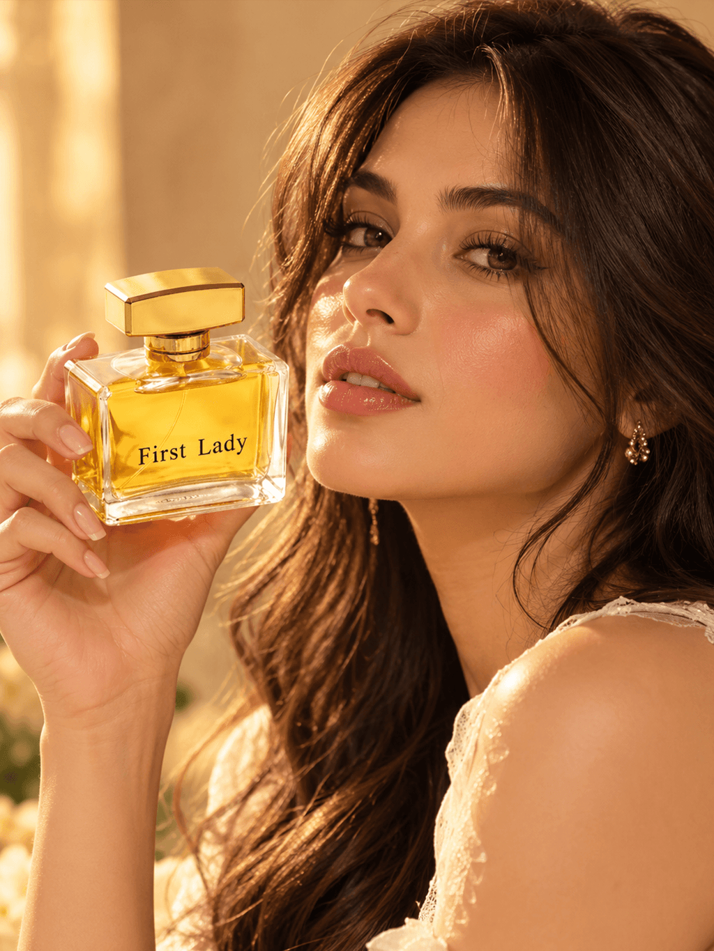 Eau De Parfum Spray, Heavy Clear Glass Flacon with Sculpted Gold Cap