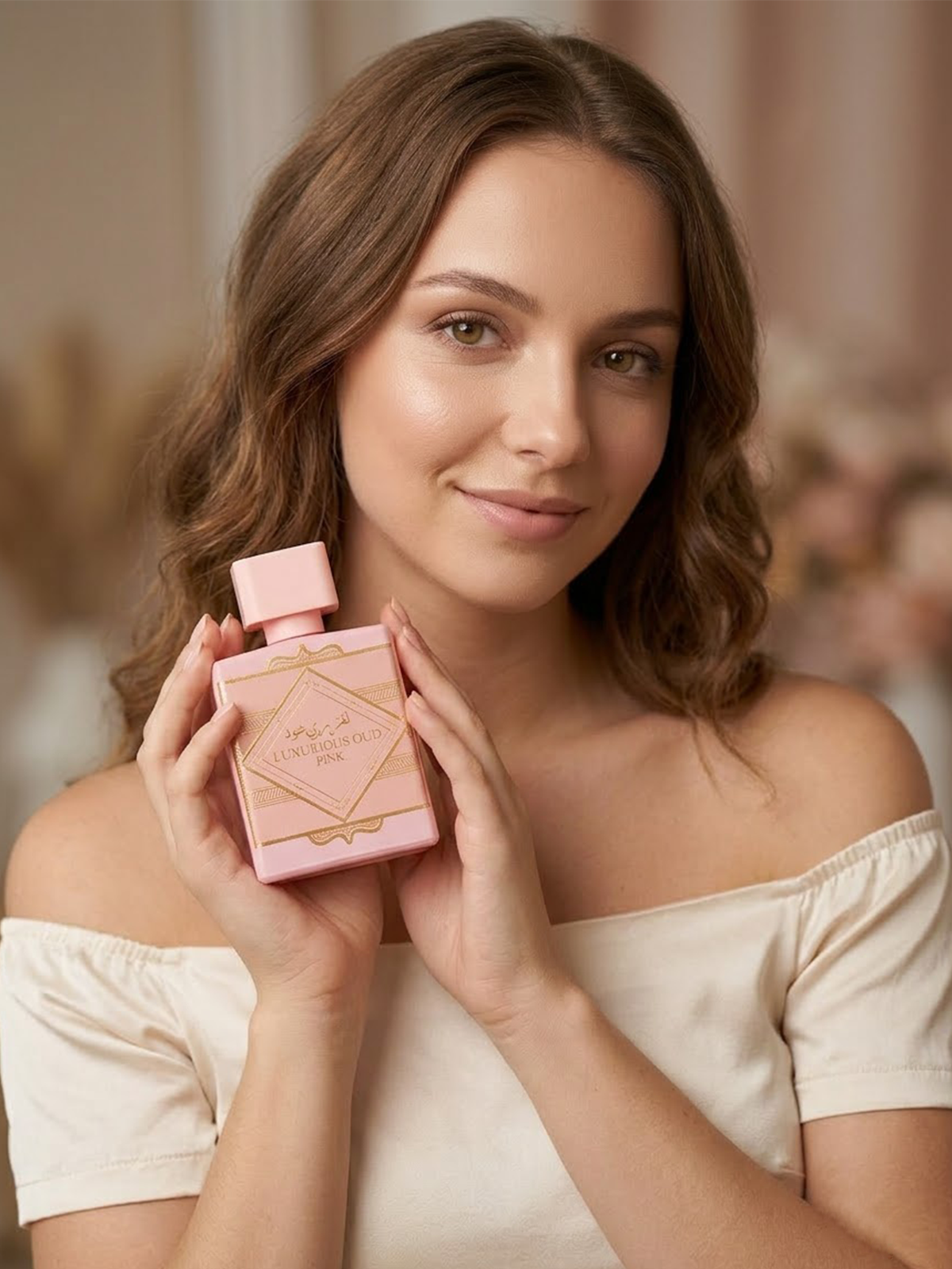 Eau De Parfum Pastel Pink Flacon with Gold Trim