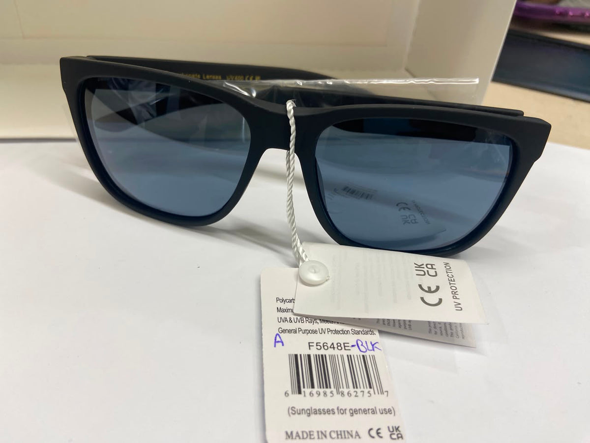 Matte Black Square Wayfarer Sunglasses with Cool Grey Lenses