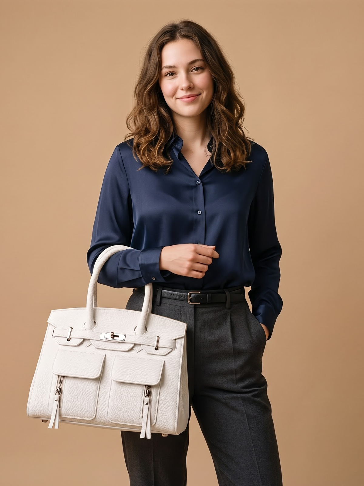 Ivory Front-Pocket Satchel | BAGWZ018
