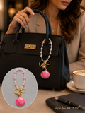 Pink shell charm with beaded loop Keychain | KCIN102
