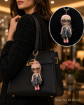 Black and white outfit doll charm with round glasses Keychain | KCIN123