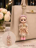 Beige patterned dress doll charm Keychain | KCIN132
