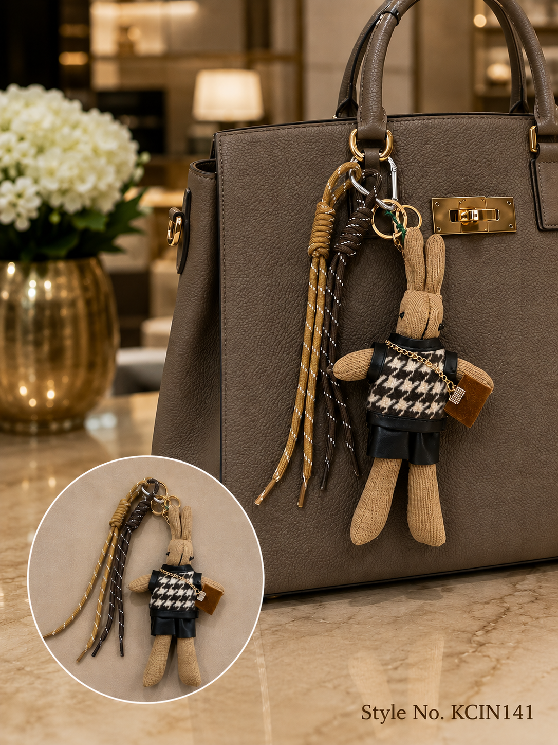 Small doll figure charm with braided cords Keychain | KCIN141