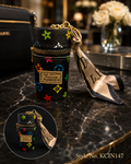 Black star pattern cylindrical mini pouch with scarf tail Keychain | KCIN147