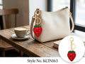 Red rhinestone strawberry charm with green top Keychain | KCIN163