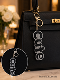 Black and white beaded Cute word charm Keychain | KCIN165