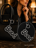 Black and white beaded Good word charm Keychain | KCIN166