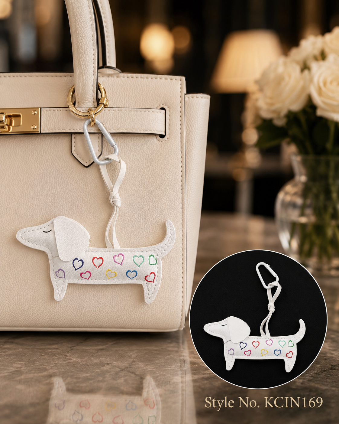 White unicorn charm with colorful spots Keychain | KCIN169