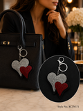 Black and red double heart charm Keychain | KCIN171