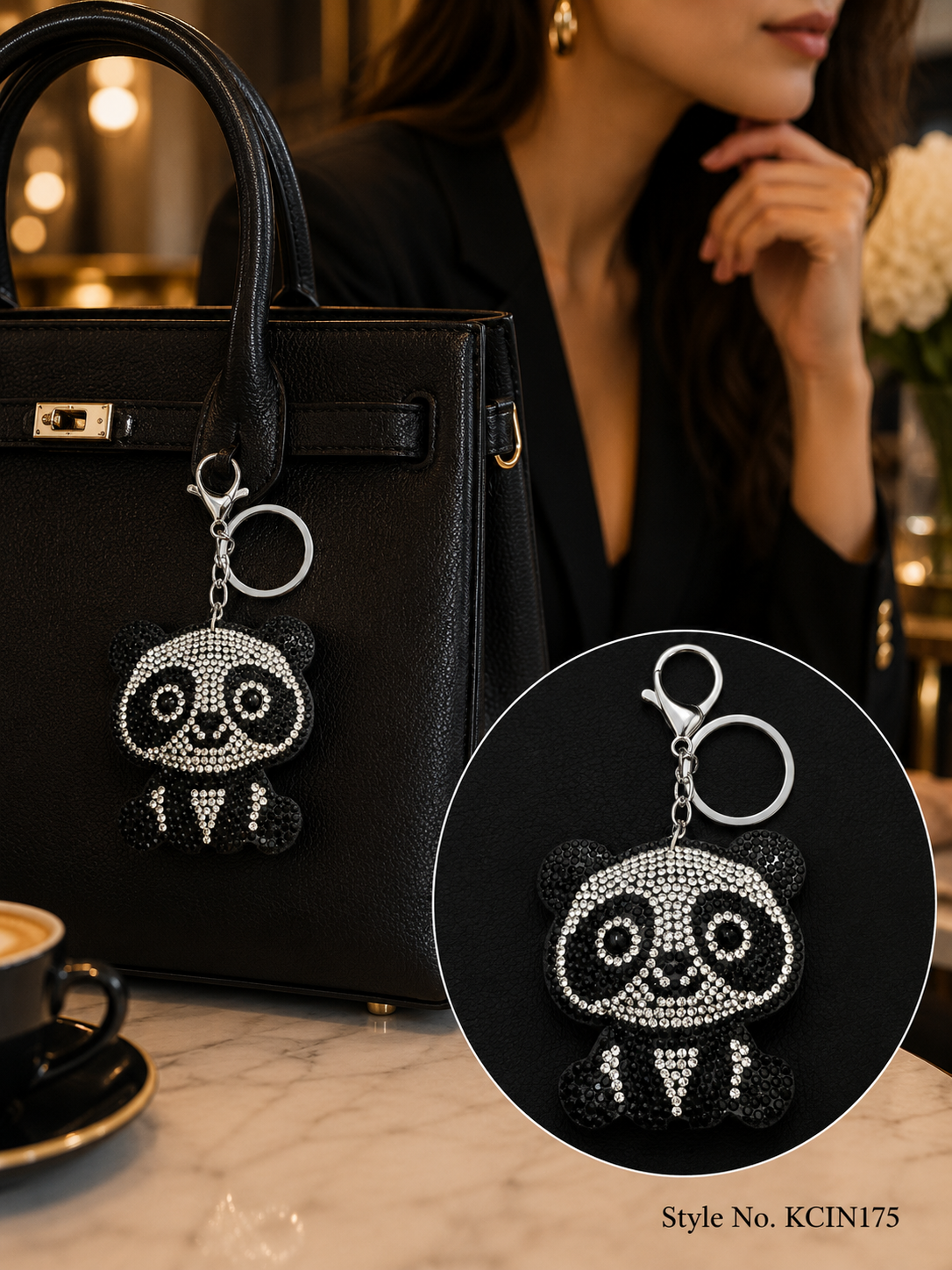 Black and white panda figure charm Keychain | KCIN175