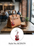 Red rhinestone guitar charm Keychain | KCIN179