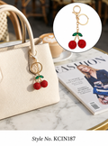 Red rhinestone cherry pair charm Keychain | KCIN187
