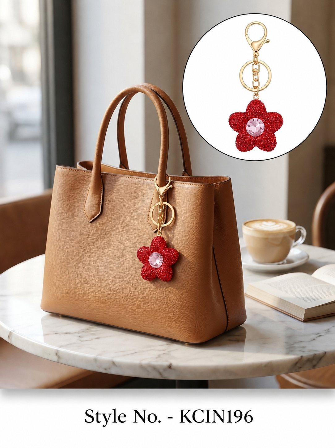 Red crystal flower charm Keychain | KCIN196