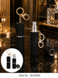 Black glitter cylindrical perfume spray keychain Keychain | KCIN201