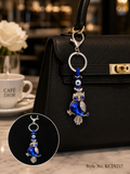 Blue evil eye pendant charm with hanging bead Keychain | KCIN217