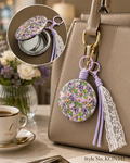 Blue mini wallet with gold tone stud accents Keychain | KCIN242