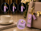 Pink mini wallet with gold tone studs and tassel Keychain | KCIN255