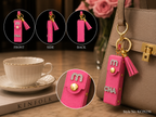 Pink mini wallet with gold tone stud accents Keychain | KCIN256