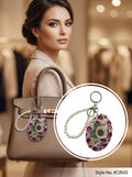 Pink jeweled round charm with pearl loop Keychain | KCIN35