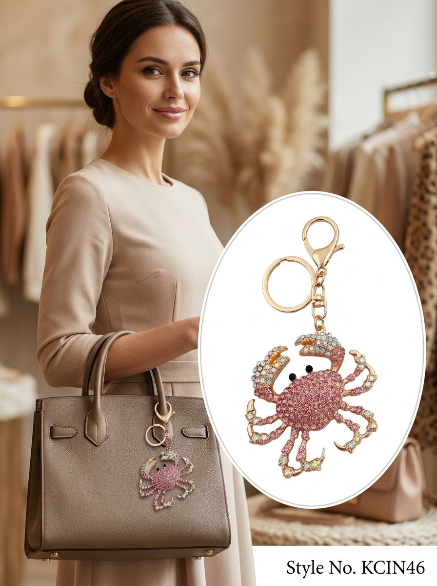 Pink and silver peacock charm Keychain | KCIN46