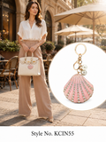 Pink shell with radiating detail Keychain | KCIN55