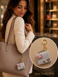 Pale pink mini purse with bow and heart Keychain | KCIN74