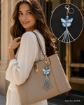 Pale blue butterfly flower with hanging strands Keychain | KCIN8